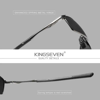 KINGSEVEN Fashion Alloy Frame Sunglasses – UV400 Polarized Rectangle
