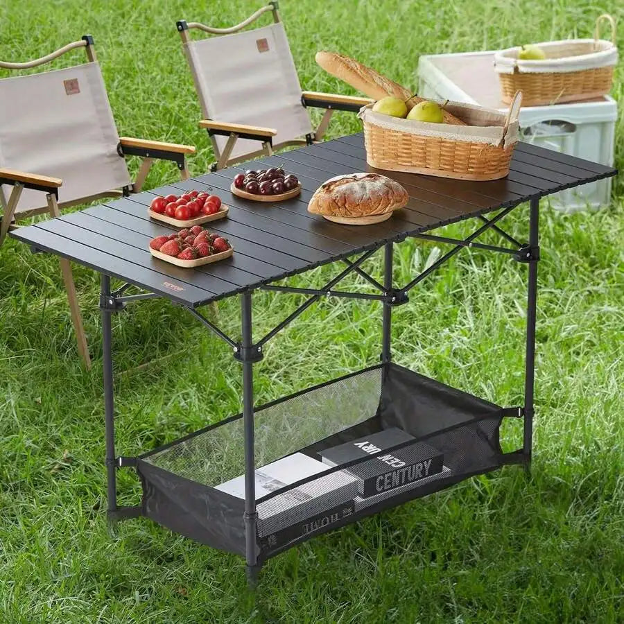 Aoran Aluminum Roll-Up Camping Table – Portable Folding Table with Carry Bag | Medium &amp; Large | Ships from US