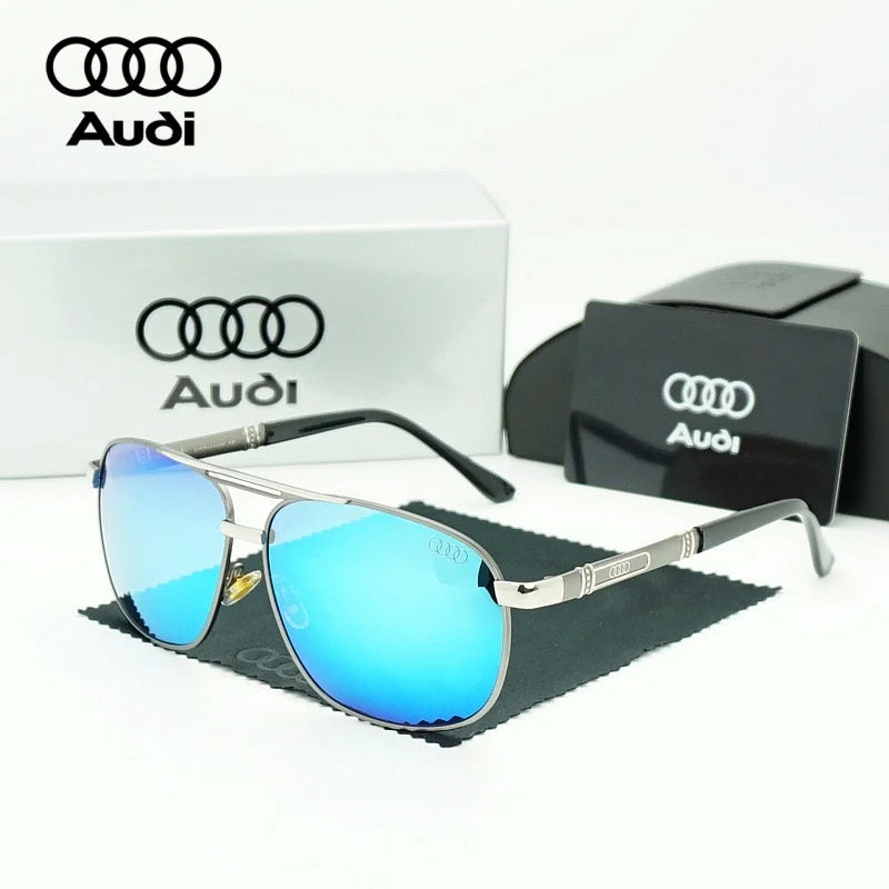 Audi Polarized Sunglasses – Unisex UV400 Square Aviator Alloy Frame Business &amp; Driving Shades