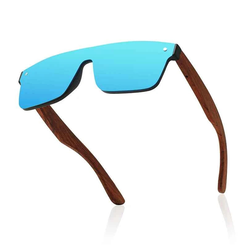 OI Wood OI9908 Polarized Sunglasses – Wide Wood Frame, Mirror, UV400, Unisex