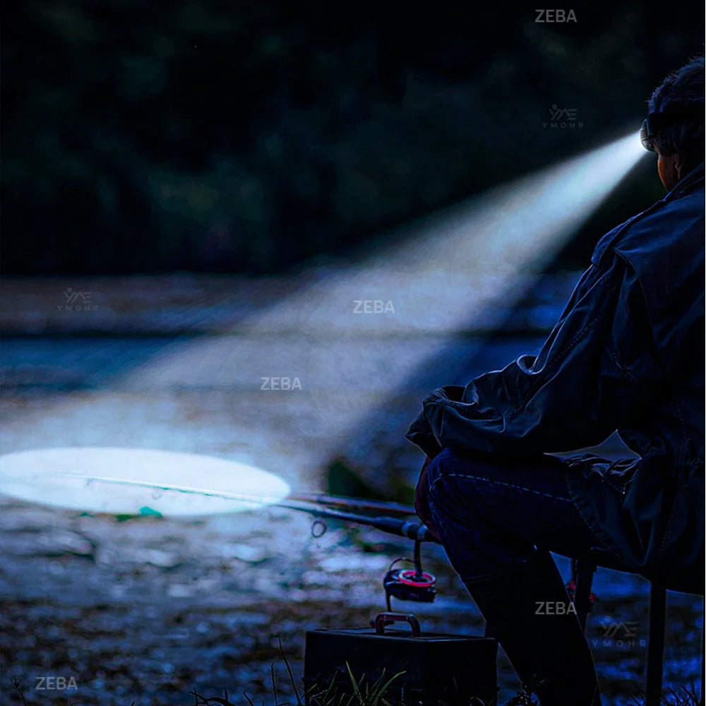 Super Bright Headlamp Dual Laser Motion Sensor Headlight 18650 USB Rechargeable Torch Yellow Light for Fog Night Running Fishing