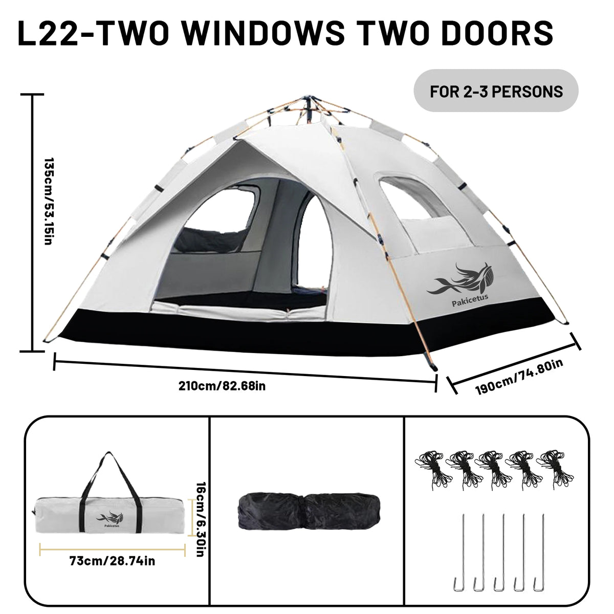 Pakicetus Pop-Up Tent – Instant Setup | Waterproof | Tarp-to-Shelter | Camping, Beach &amp; Fishing | Gold &amp; Gray