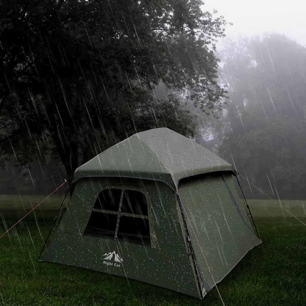 Night Cat 4-Person Blackout Pop-Up Camping Tent with Vestibule &amp; Rainfly