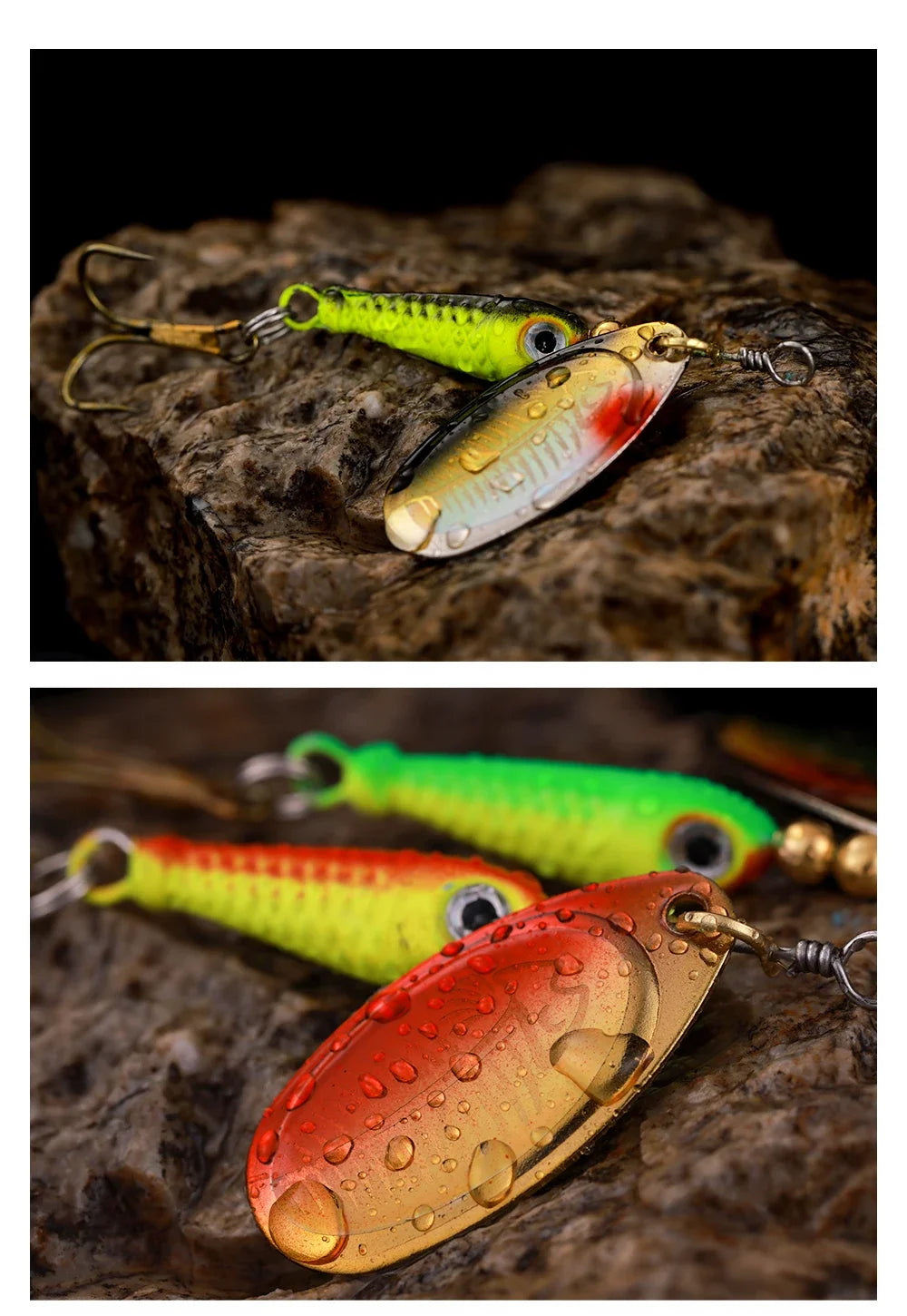 9g Rotating Fishing Bait Spoon Lure Metal Triple Hook Artificial Fish Wobbler Feeder for Enhanced Fishing Experience