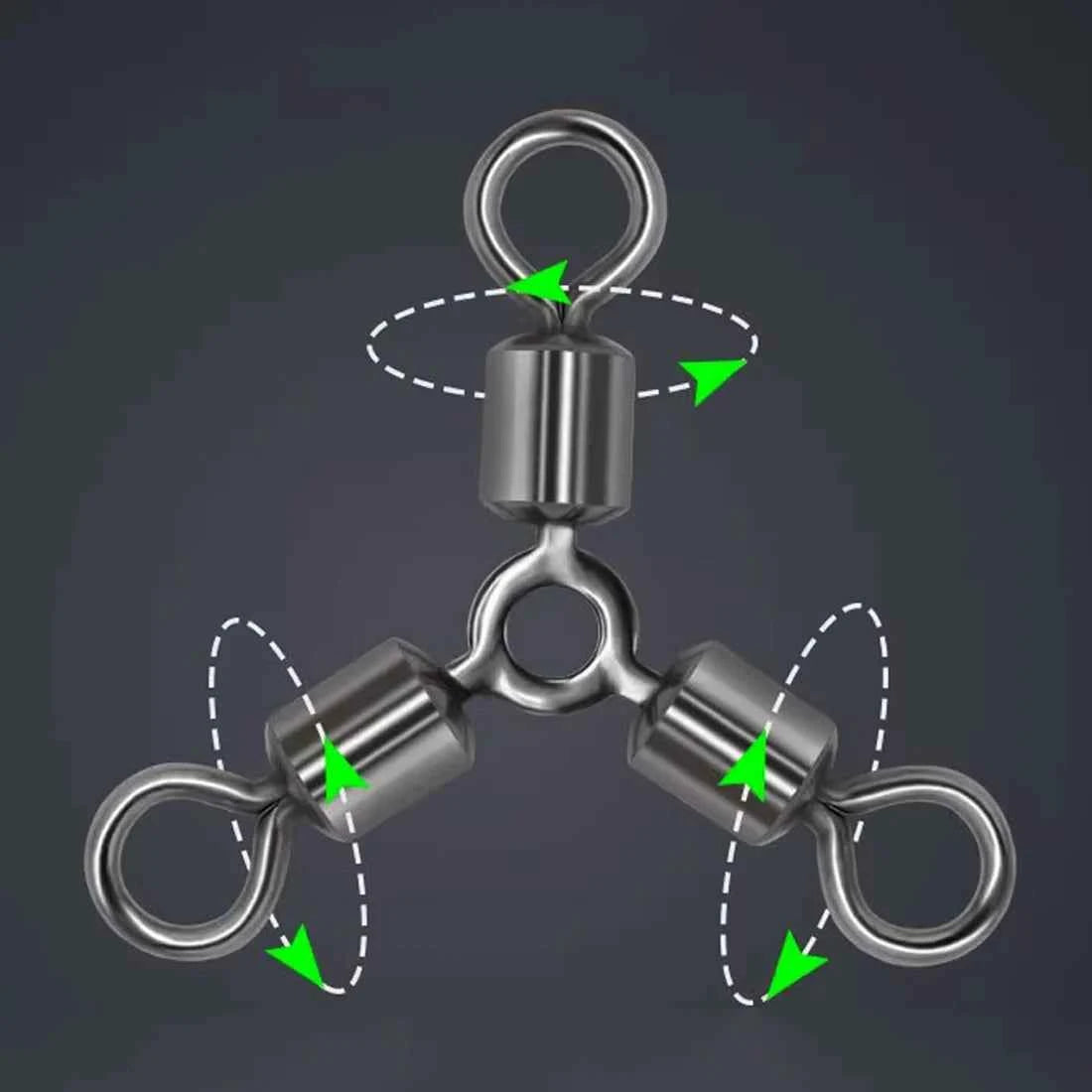 Three-Way Swivels – Stainless Steel | Black Chrome | 7 Sizes | Bottom Rig &amp; Break-Away Leader | 15, 30 &amp; 60 Pack