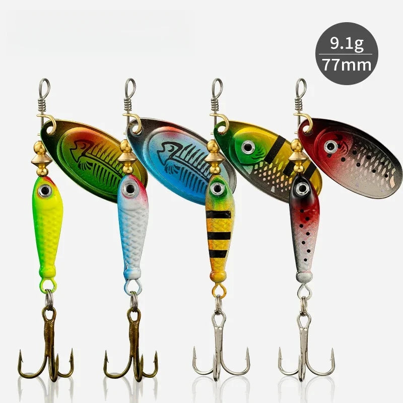 9g Rotating Fishing Bait Spoon Lure Metal Triple Hook Artificial Fish Wobbler Feeder for Enhanced Fishing Experience