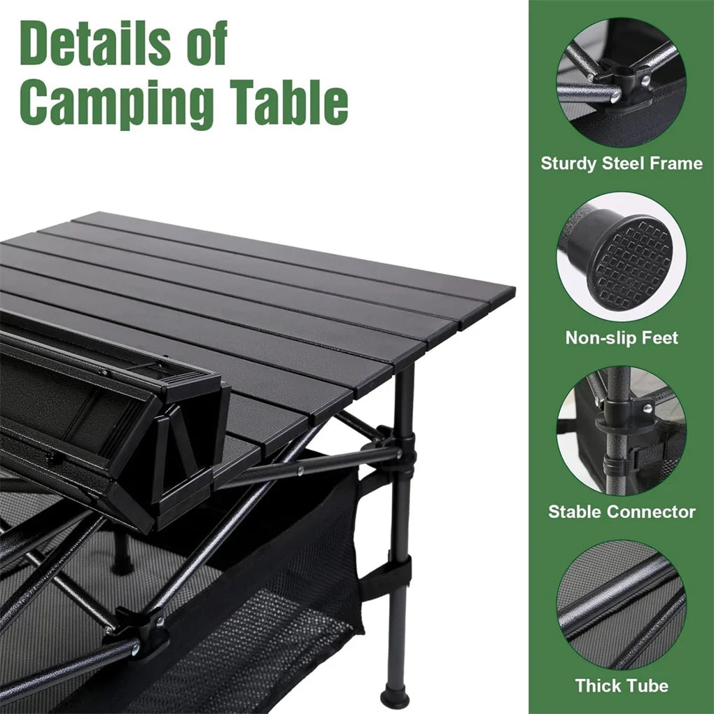 1pc Camping Table That Fold up Lightweight, Aluminum Folding Table Roll Up Table with Easy Carrying Bag for Indoor, Outdoor,