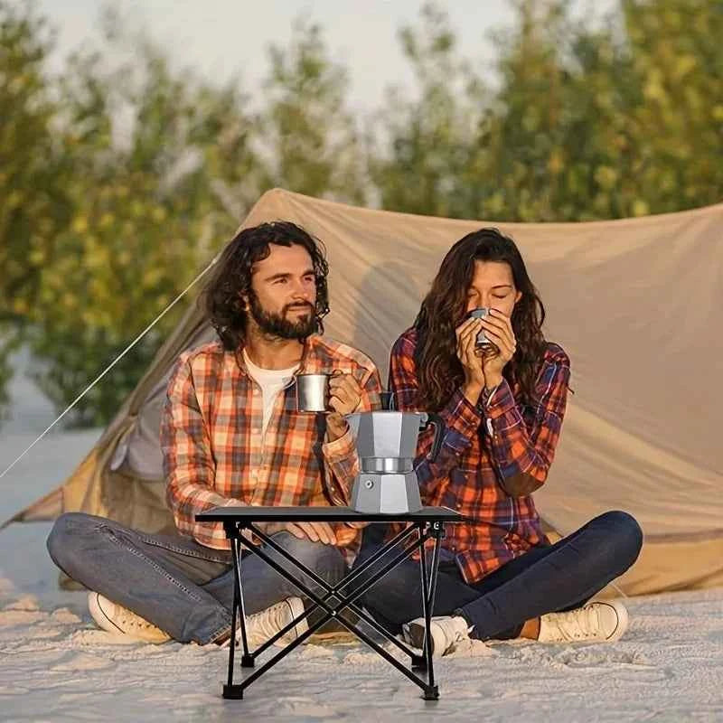 Small Portable Folding Stainless Steel Multifunctional Outdoor Camping Side Table for Beach Picnic BBQ Hiking Boating Cooking