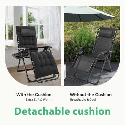 Zero Gravity Recliner Chair – Folding Outdoor Lounge Chair with Cushion, Cup Holder &amp; Headrest