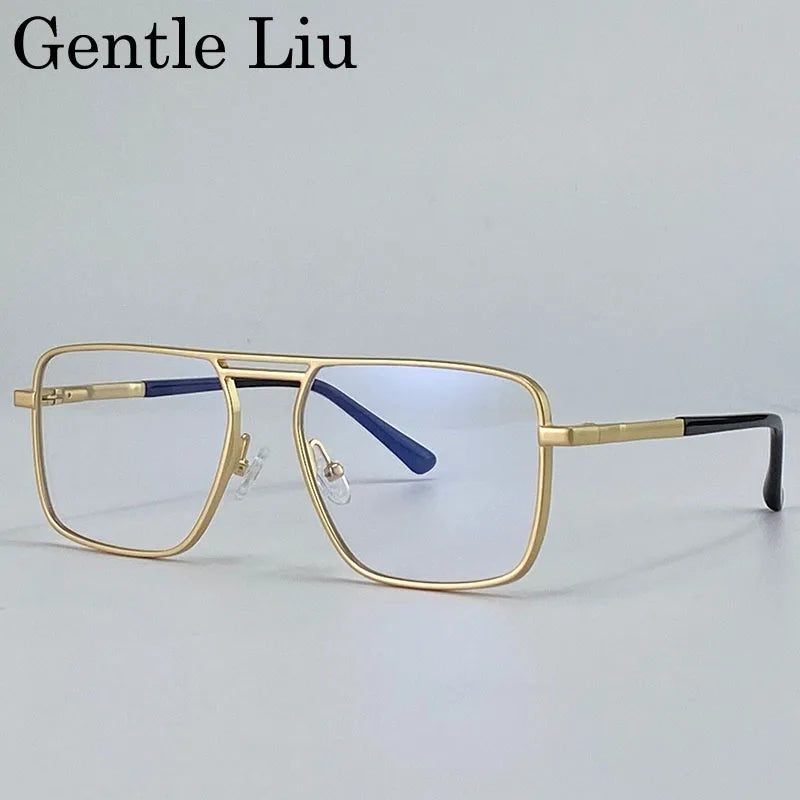 GENTLE LIU KSL-98280 Oversized Double Beam Square Sunglasses – Alloy Frame, UV400