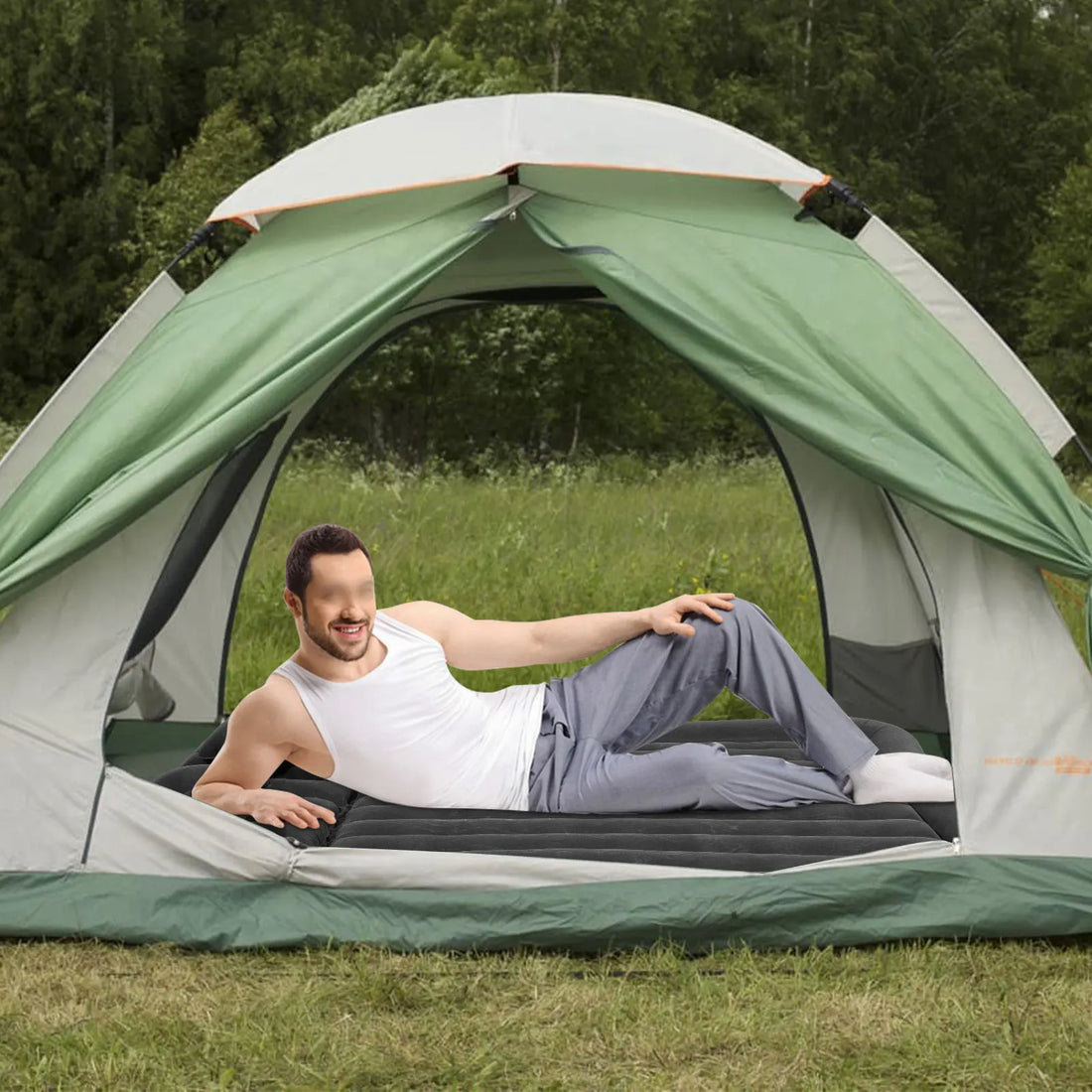 Universal Inflatable Car Bed Mattress Set w Air Pump Foldable Flocking Air Cushion for Trunk Back Seat Camping Travel Sleeping