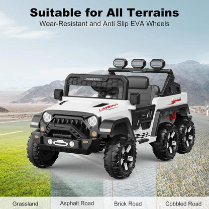 24V Power Wheels Ride on Car for Kids with Remote Control,6 Wheels, 4WD Switchable,Bluetooth, 3 Speeds,Electric Vehicles Battery