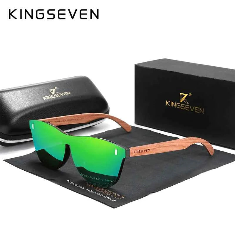 KINGSEVEN B5510 Natural Bubinga Wood Sunglasses – Oversized, Handmade, Unisex