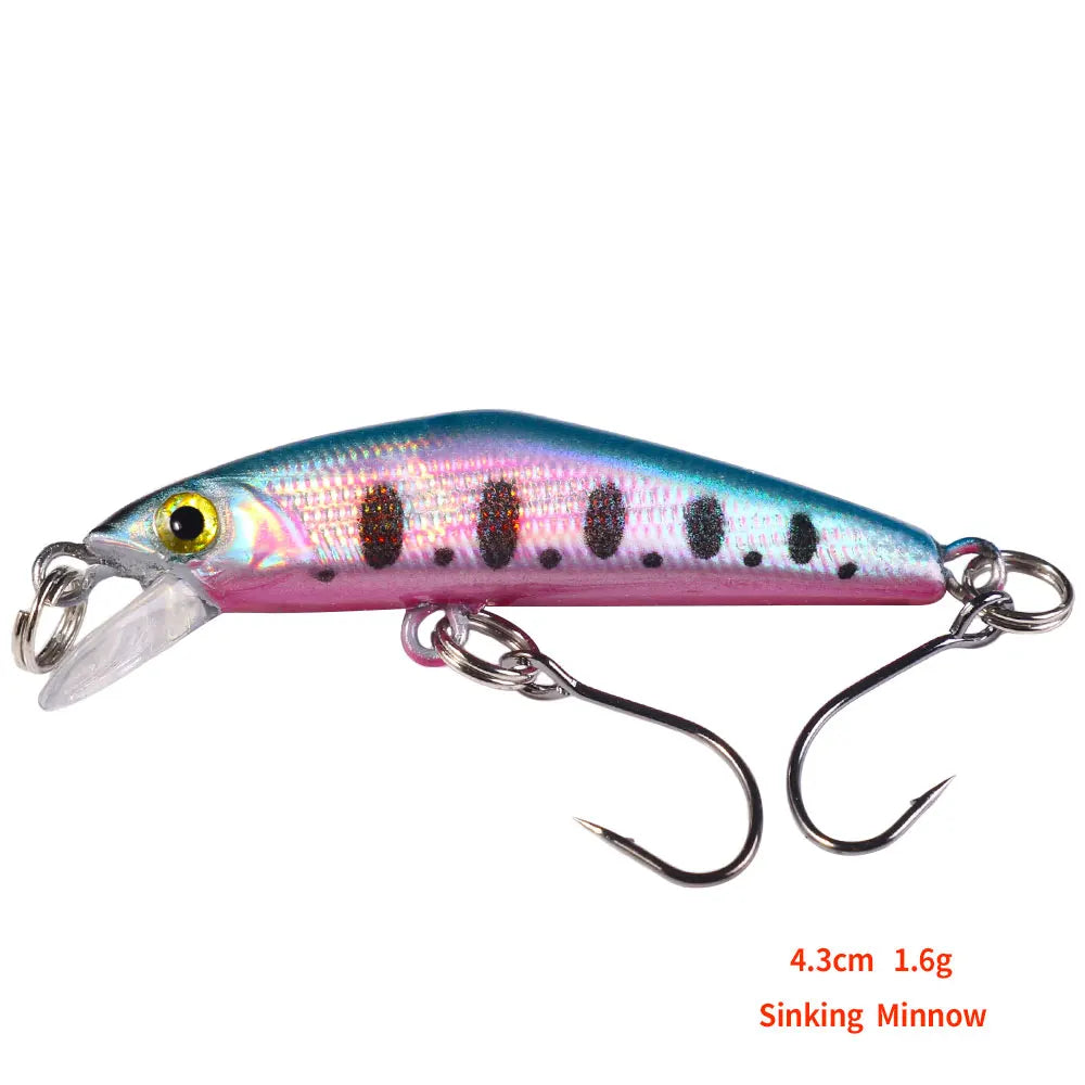 43mm 1.6g Micro Sinking Minnow Fishing Lure – Hard Bait for Bass, Trout, Salmon &amp; Panfish