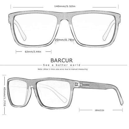 BARCUR Design TR90 Sunglasses Men Polarized Light Weight Sports Sun Glasses Women Eyewear Accessory Oculos UVAB Protection