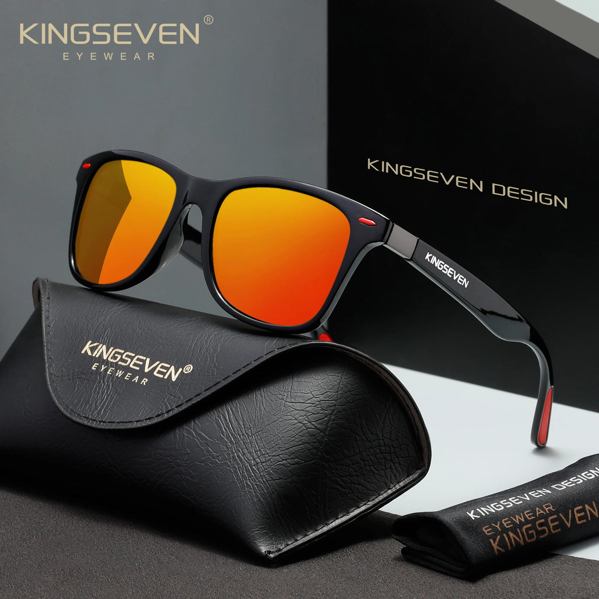 KINGSEVEN 7366 Polarized Sunglasses – Mirror, UV400, Square, Unisex