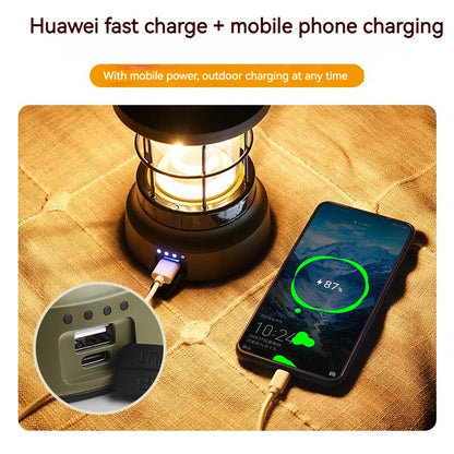 Retro Camping Lantern – USB Rechargeable Portable Tent Light for Camping &amp; Outdoor Use