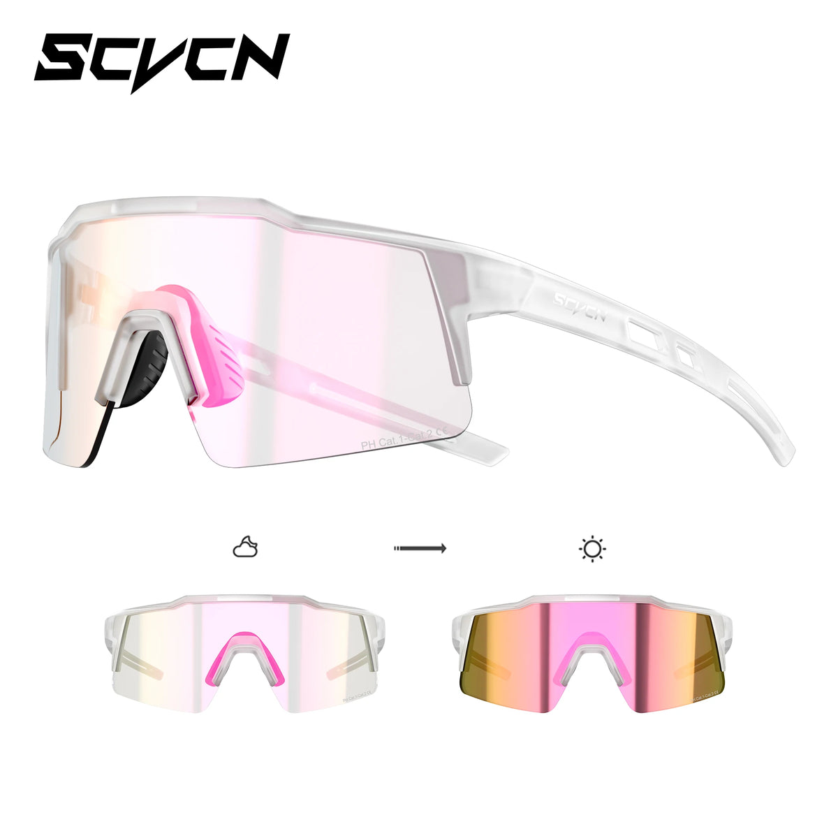 Photochromic Sports Sunglasses – Cycling, Hiking, MTB &amp; Driving | UV Protection | Unisex | 12 Lens Options