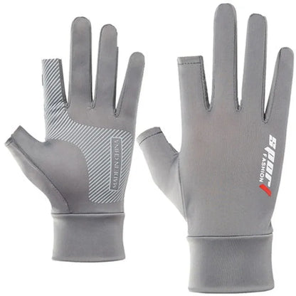 Ice Silk Fishing Gloves – Breathable, Anti-Slip Sun Protection Gloves (Two-Finger &amp; Full-Finger)