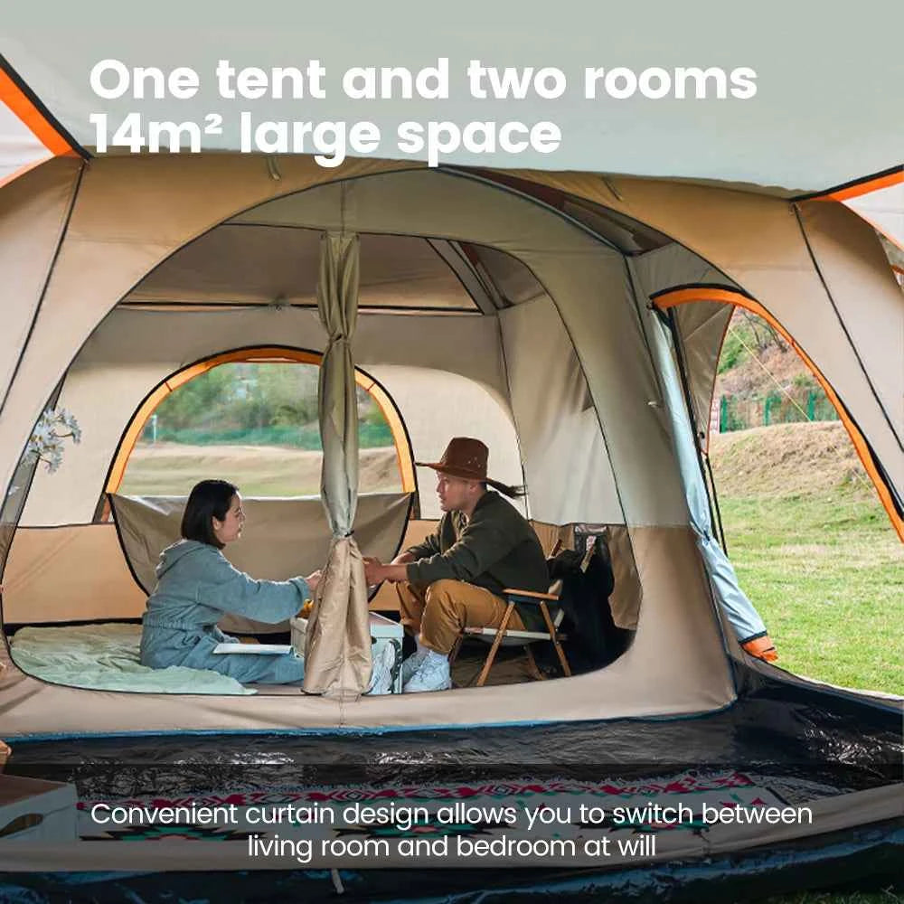 Sonuto Double-Layer Family Camping Tent – 2-Room Waterproof Tent for 3–12 People (4 Sizes)