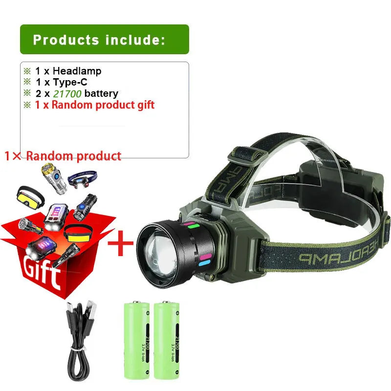 1000000LM Powerful Headlamp 800W Led Sensor Head Flashlight Long Range Headlight 18650 Rechargeable Head Lantern Fishing Camping