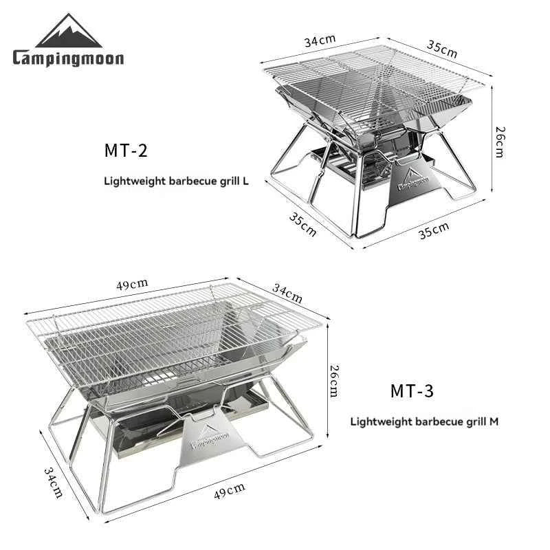 CAMPINGMOON Folding Stainless Steel BBQ Grill – Portable Camping &amp; Picnic Barbecue