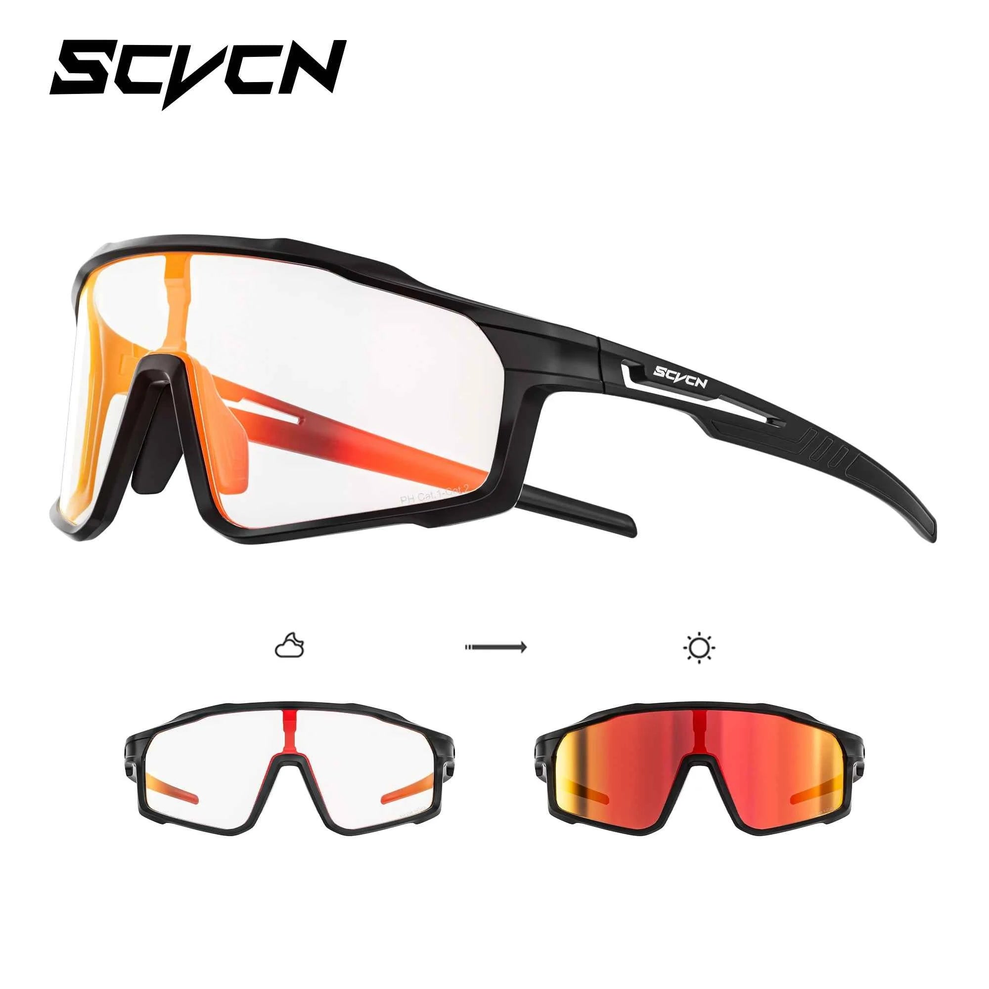 SCVCN Hiking Eyewear Photochromic Bike Cycling Sunglasses Men Outdoor Sports MTB UV400 Goggles Women Running Windproof Glasses