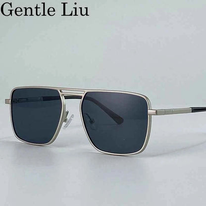 GENTLE LIU KSL-98280 Oversized Double Beam Square Sunglasses – Alloy Frame, UV400