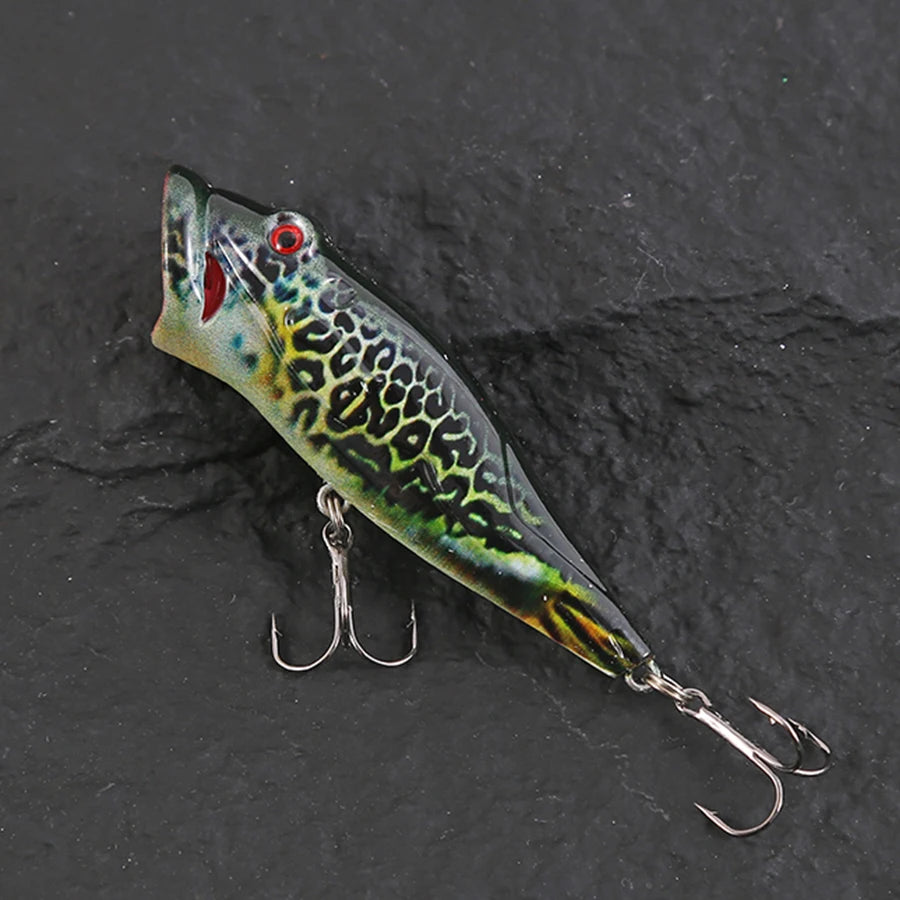 5pcs Striped Crankbait Popper Fishing Lure Set Tackle 8cm/12.4g Dot Painted Artificial Hard Bait With Hook Wobbler For Fish/Pike