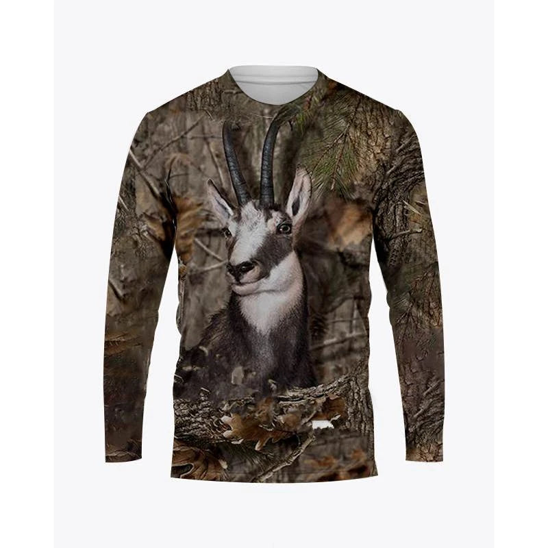 Camo &amp; Wildlife Graphic Long-Sleeve T-Shirt – Unisex Oversized Pullover Tee