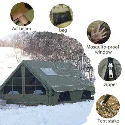 PAKICETUS Inflatable Camping Tent 4-8 People with Windows Portable Water-Resistant Camping Tent