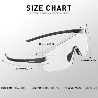 Kapvoe Photochromic Cycling Glasses – UV400 Lightweight MTB Bike Eyewear for Running, Skiing &amp; Outdoor Sport