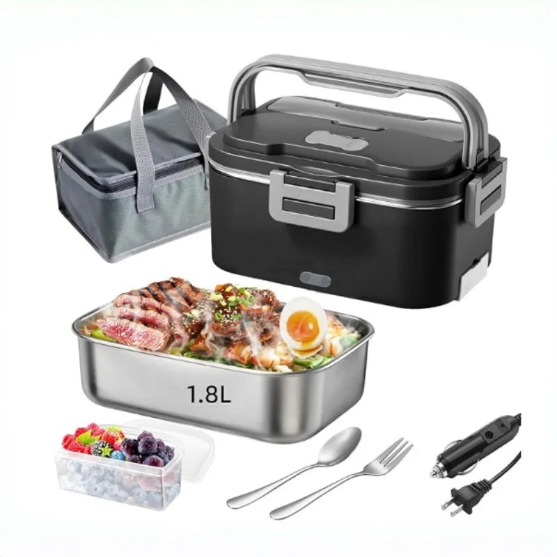 Electric Lunch Box for Adults 100W 1.8L Portable Heated Lunch Box for men,12V/24V/110V home/Car/Office/Truck,1,8L Removable