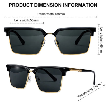 GENTLE LIU FY-99270 Square Sunglasses – Alloy Frame, UV400 Gradient, Steampunk Style