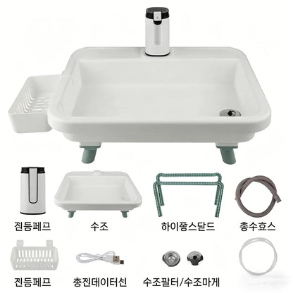 Portable Folding Camping Sink – Outdoor Wash Basin &amp; Water Station | Short &amp; High, Yellow &amp; White