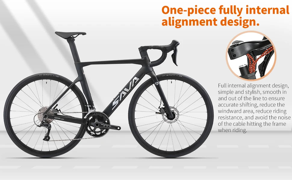 SAVA Carbon Fiber Racing Road Bicycle Carbon Frame Bicycle Integrated Handlebar SHIMANO 18-Speed Adult Competition Bicycle