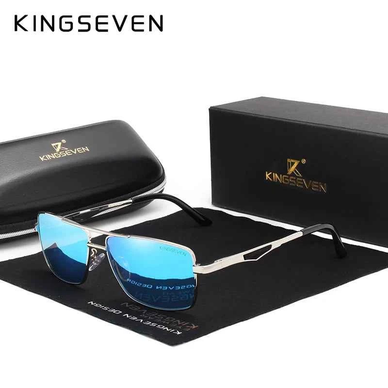 KINGSEVEN 7906 Aluminum Sunglasses – Polarized, UV400, Square, Includes Polarization Test Card, Unisex