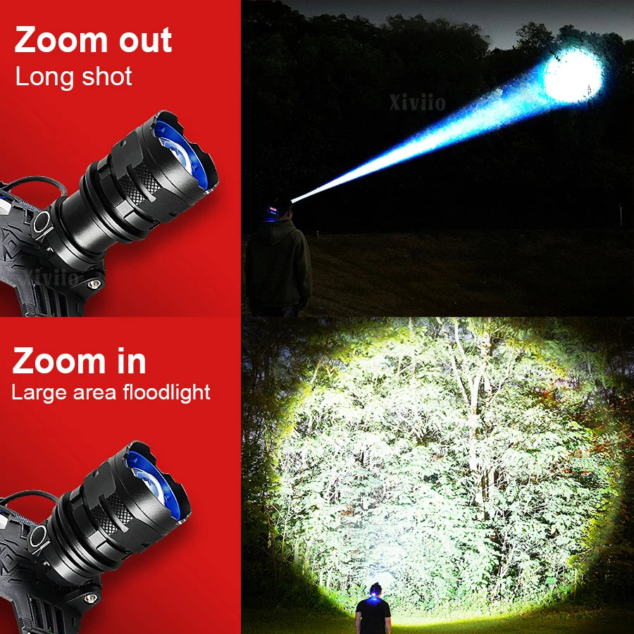 860000000LM Ultra Powerful LED Headlamp Super Bright Long Range 4500M Head Flashlight Rechargeable  Head Lantern Fishing Hunting