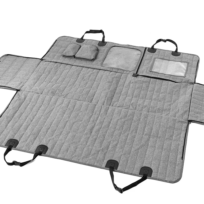 Waterproof Dog Car Seat Cover &amp; Hammock – Plaid Nylon | Breathable | Small, Medium &amp; Large Dogs | Gray &amp; Black