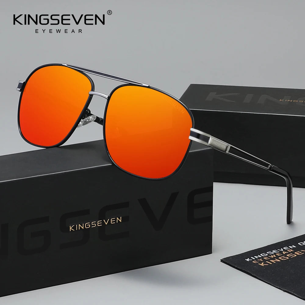 KINGSEVEN 738 Polarized Square Sunglasses – Stainless Steel Frame, UV400, Unisex