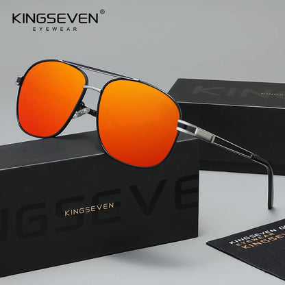 KINGSEVEN 738 Polarized Square Sunglasses – Stainless Steel Frame, UV400, Unisex