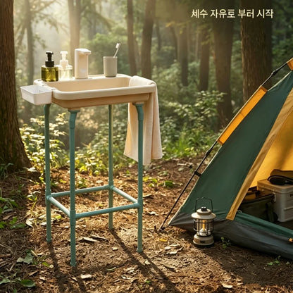 Portable Folding Camping Sink – Outdoor Wash Basin &amp; Water Station | Short &amp; High, Yellow &amp; White