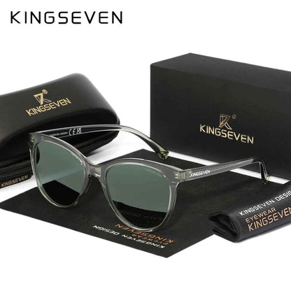 KINGSEVEN 7825 Polarized Oversized Cat Eye Sunglasses – Plastic Frame, UV400, Unisex