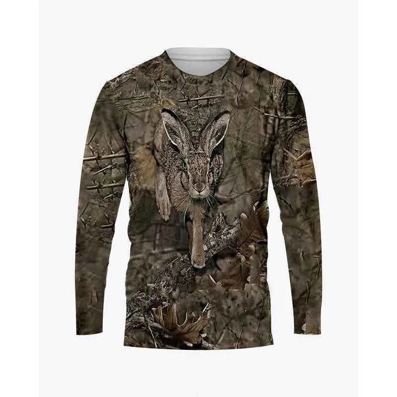 Camo &amp; Wildlife Graphic Long-Sleeve T-Shirt – Unisex Oversized Pullover Tee