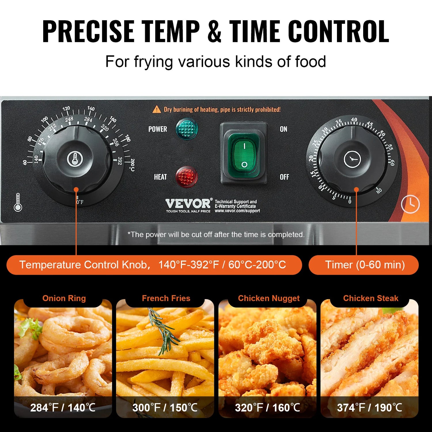 Commercial Deep Fryer Electric Countertop Fryer with Basket 11.6Qt Stainless Steel Single Oil Fryer w/Time&amp;Temp Control