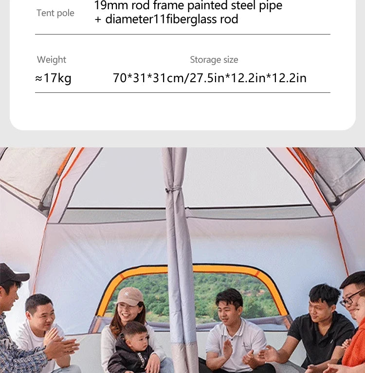 4-Season Camping Tent – 3-12 Person Waterproof Double Layer 2-Room Family Tent