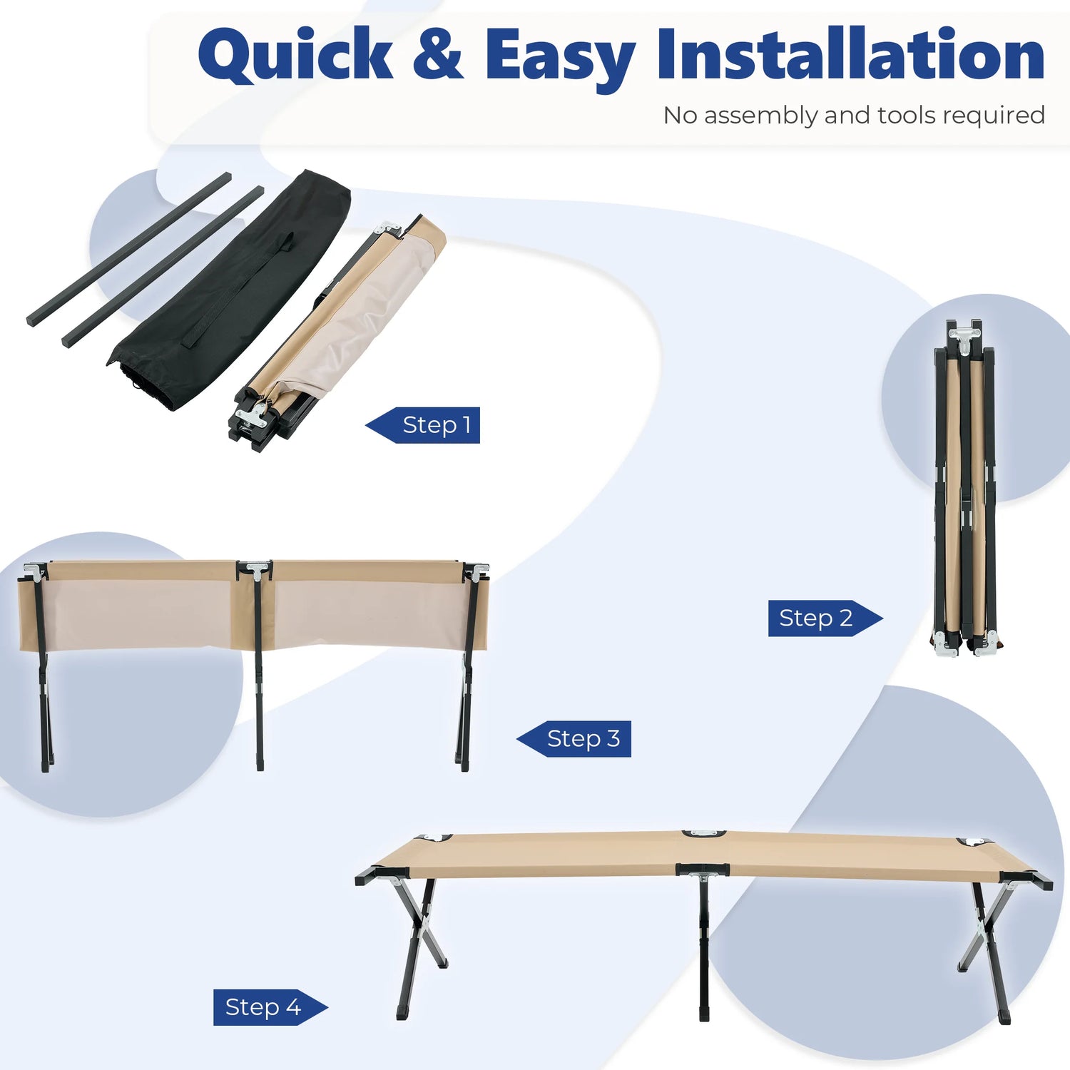 JHK Folding Camping Cot – 300 LBS Capacity | 73" x 30.3" | Tool-Free Setup | Ships from US