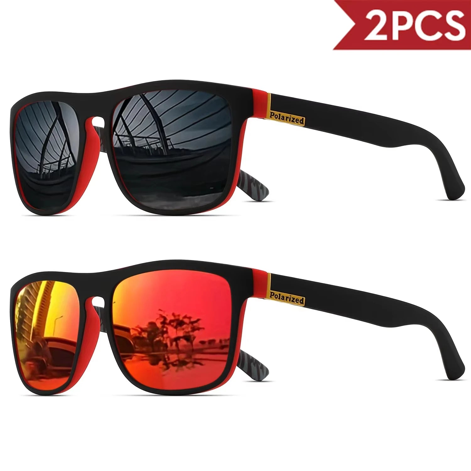 Polarized Square Sports Sunglasses UV400 – Driving, Fishing &amp; Cycling (1, 2, 3 or 4 Pack)