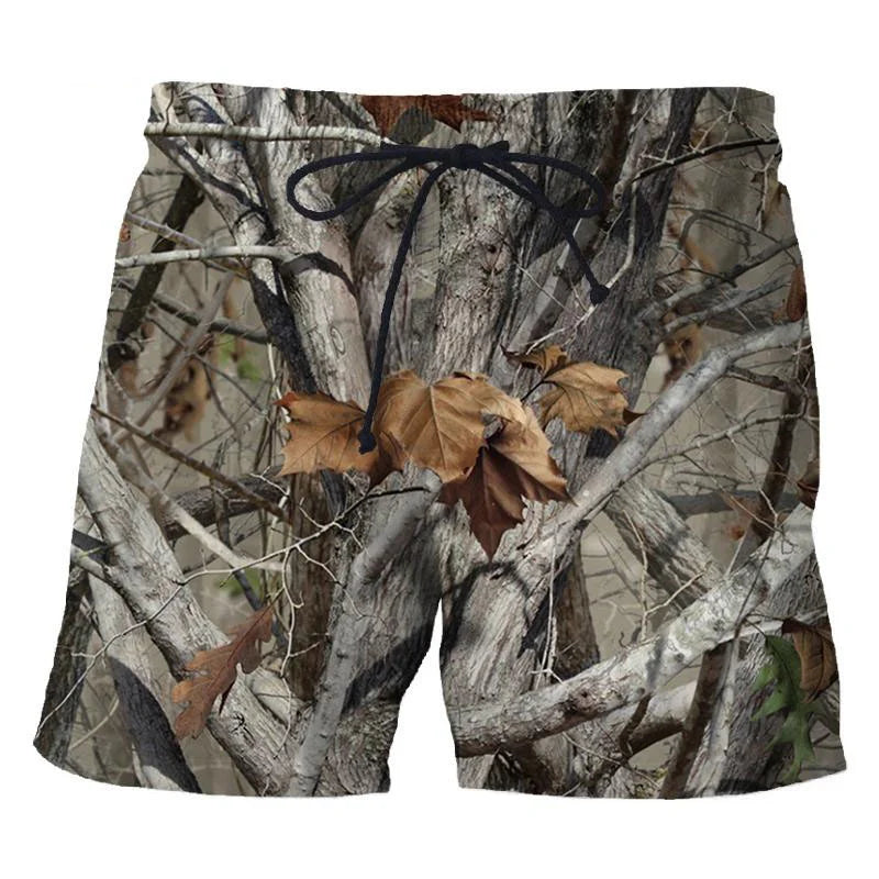 3D Camo Leaf Print Athletic Shorts – Quick-Dry Breathable Loose Fit | Unisex | S–6XL | Outdoor &amp; Fitness