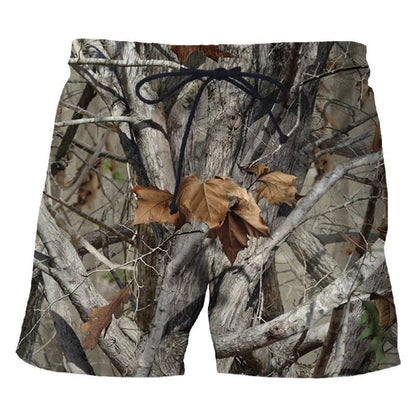 3D Camo Leaf Print Athletic Shorts – Quick-Dry Breathable Loose Fit | Unisex | S–6XL | Outdoor &amp; Fitness